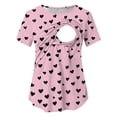 thumbnail image 4 of BRGZLK Pregnancy Nursing Tops for Women Trendy Floral Print Round Neck Short Sleeve Breastfeeding Shirts 2026 Summer Comfortable Maternity Clothes Pink XXL, 4 of 8