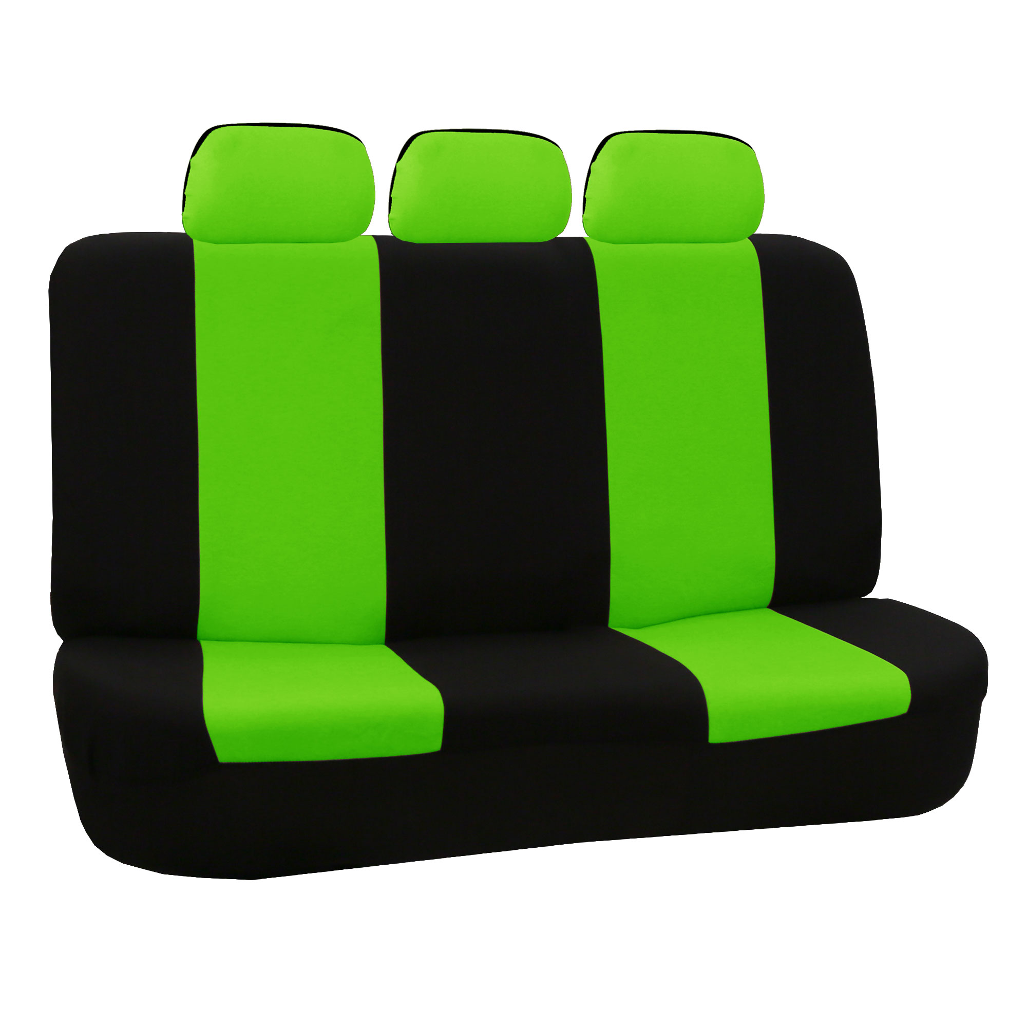 FH Group Universal Flat Cloth Fabric 5 Headrests Full Set Car Seat Cover, Green and Black - image 2 of 2