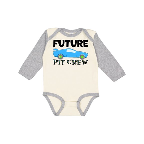 Inktastic Future Pit Crew Blue Race Car Boys or Girls Long Sleeve Baby Bodysuit