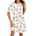 thumbnail image 1 of Vestido Corto para las Mujeres Cuello Redondo Manga Corta Impresa Suéter, Moda Casual Estilo Línea, 1 of 7