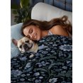 thumbnail image 4 of California King Flat Sheet Only Vintage Blossom Flower Texture Soft Microfiber Cooling Bedding Sheets Blue Floral Leaves on Black Flat Bed Sheet for Hotel,Home Decor, 4 of 9