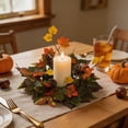 thumbnail image 2 of Fall Candle Rings Fall Decorations for Home Halloween Decorations Artificial Maple Leaf Rose Candle Wreath for Table Centerpiece by MPOISVA, 2 of 7