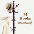 thumbnail image 3 of PUKNLY Wooden Coat Rack Freestanding, Hall Tree Hanger with Resin Hooks, Adjustable Heavy Duty Coat Stand for Hanging Clothes, Bags, Hats, and Umbrellas in Living Room, Bedroom, Entryway, and Hallway, 3 of 8