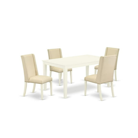 East West Furniture Dining Room Set Linen White, CAFL5-LWH-01