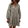 thumbnail image 2 of Holloyiver Women’s Dresses Summer 2023 Casual Loose Buttons Leopard Print Lantern Sleeve Printing Long Sleeve V-Neck Dress S-XL, 2 of 8