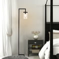 thumbnail image 4 of DingLiLighting Industrial Floor Lamp, Modern Metal Standing Lamp with Hanging Glass Shade, Rustic Farmhouse Tall Pole Reading Lighting for Living Room Bedroom Office, 8W LED E26 Bulb Included, Black, 4 of 9