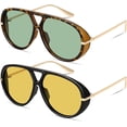 thumbnail image 6 of Retro  Aviator Sunglasses for Women Men Metal 70s Aviators 2026 Fashion Shades for Beach Vacation UV400, 6 of 6