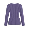 thumbnail image 5 of yillto Thin Sweaters for Womens V Neck Long Sleeve Ribbed Blouse Lightweight Knit Fall Sweater Thermal Tops S-2XL, 5 of 7
