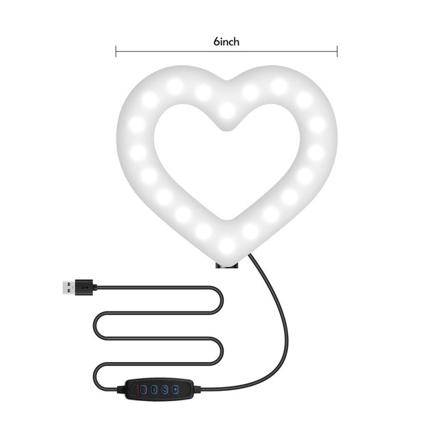 Luz de video RGB de 6 pulgadas Luz de relleno LED en forma de corazón Portátil con clip Iluminación Irfora Lámpara de fotografía