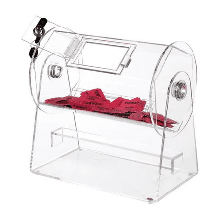 Acrylic Raffle Drum, Professional Raffle Ticket Spinning Cage with 2 Keys, Transparent Lottery Spinning Drawing, Holds 2500 Tickets or 100 Raffle Balls,Raffle Ticket Box for Lottery Games Bingo