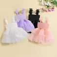 thumbnail image 1 of Vestido de princesa de cuatro colores con diseño moderno de moda de verano para niños, bonito vestido con lazo de malla esponjosa y tirantes, 1 of 1