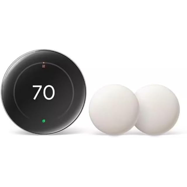 Nest Learning Thermostat (4th Gen, 2024) with 2 Temperature Sensors (2nd Gen) - Polished Obsidian
