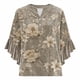 thumbnail image 5 of Tejiojio Women's Casual Printed Top Lace Trim V-Neck 3/4 Sleeves Button Down Fashionable Daily Wear, 5 of 6