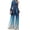 Blue, variant on Joernso 2Pcs/Set Women Outfit Bandage Bowknot High Waist Wide Leg One Shoulder Top Patchwork Shiny Pants Set Streetwear