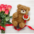thumbnail image 3 of JeashCHAT Valentine's Day Gift Teddy Bear Stuffed Animal Cute Bear Plush Toy with Flowers, Soft Pillow Toy Birthday Gift, 7.87 Inch, 3 of 4
