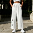 thumbnail image 2 of Lounge Pants for Womens Plus Size Fashion Mid Waist Summer Solid Color Embroidered Loose Casual Pants, 2 of 6