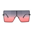 thumbnail image 1 of Oversize Shield Square Rimless Rectangle Flat Top Sunglasses Gunmetal Black Red, 1 of 4