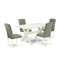 East West Furniture X-Style 5-piece Wood Dining Set in Gray Finish