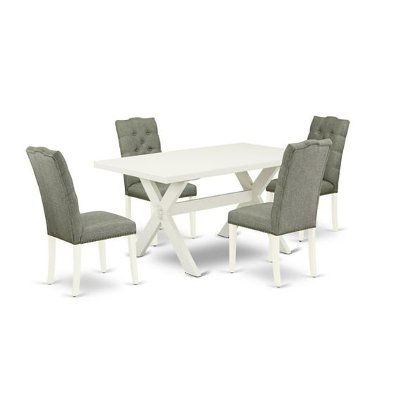 East West Furniture X-Style 5-piece Wood Dining Set in Gray Finish