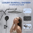 thumbnail image 2 of Ophanie 12 Inch Coverage High Pressure Rain Shower Head Combo with Adjustable Extension Arm, Wide Rainfall & 5 Modes Handheld Showerhead, Dual Anti-Clog Nozzles for Ultimate Experience, Silver Chrome, 2 of 10