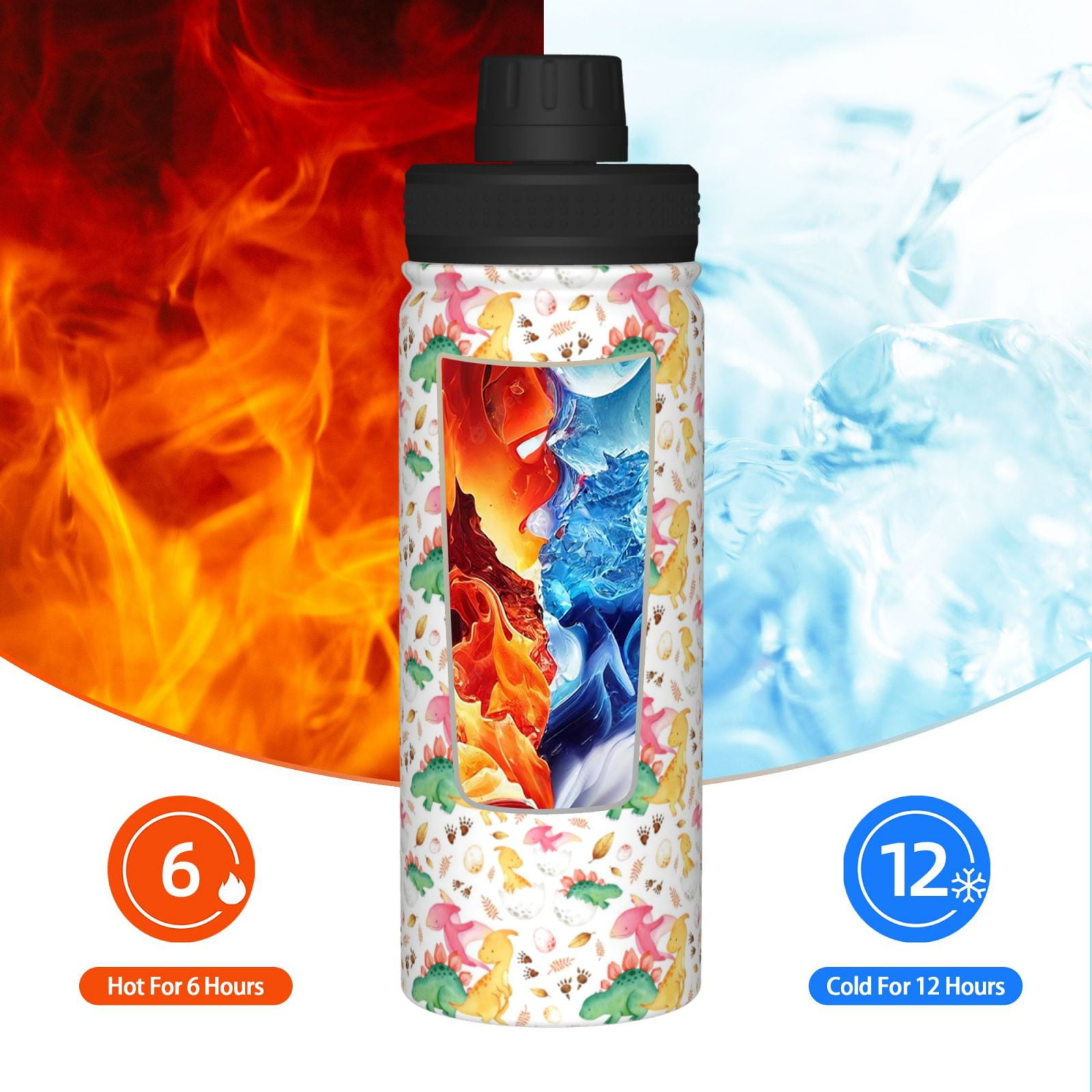 Vsdgher Cute Baby Dinosaurs 18oz Sports Insulated Kettle, Stainless Steel Insulated Cup for Women Men for Fitness, Gym & Outdoor