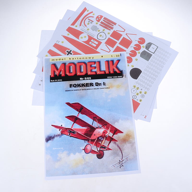 1:33 Fokker Three-wing Fighter Aircraft DIY Handcraft 3D Paper Model Kit Toy^m^ 