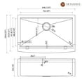 thumbnail image 4 of 33-in x 22-in Farmhouse Sink,304 Stainless Steel Workstation Kitchen Sink, Ledge Kitchen Sink Single Bowl Apron front Kitchen Sink, 4 of 9