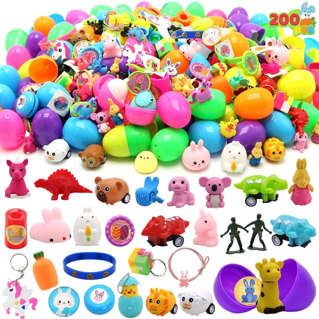 Huevos de Pascua precargados JOYIN, 200 unidades, con juguetes y pegatinas