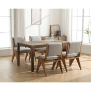 Guyou Solid Wood Dining Table, 59 Farmhouse Large Size Rectangular Dining Table for 4-6 People, Modern Kitchen Table for Living Room Dining Room Kitchen, Natural Brush