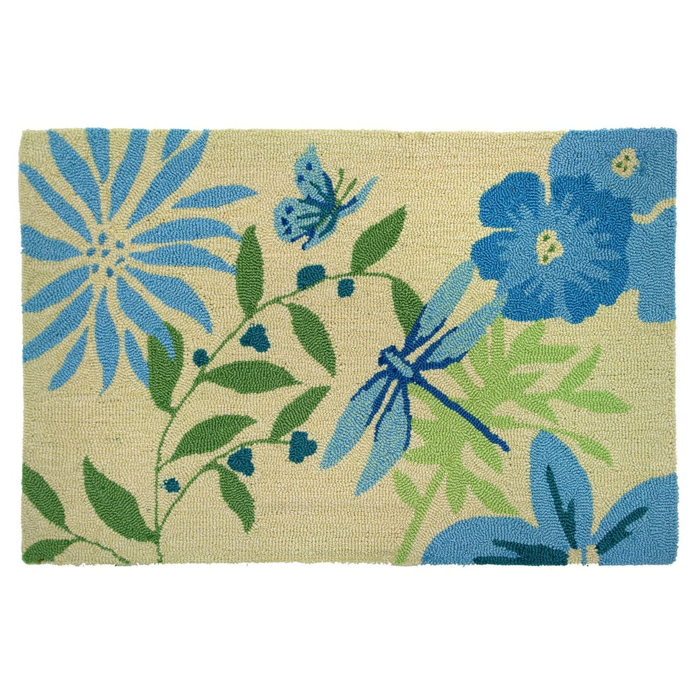 Blue Wildflowers Butterfly and Dragonfly Mat Area Accent Rug Walmart