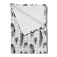 thumbnail image 2 of Feather Soft Flannel Fleece Throw Blanket, Grunge Plumage on Geometric Inner Squares Sketchy Gothic Background, Cozy Plush for Indoor and Outdoor Use, 50" x 70", Pale Grey Black White, by Ambesonne, 2 of 5