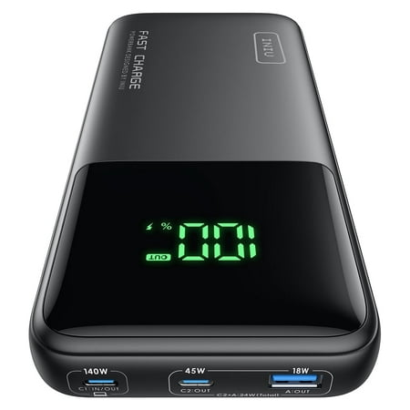 INIU 140W 27000mAh Portable Charger, Fast Charging Laptop Power Bank, USB C Cable, Black