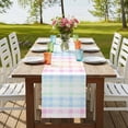 thumbnail image 3 of Blue Pink Plaid Short Table Runner 36 Inches Long,Pastel Green White Buffalo Patchwork Cotton Linen Table Runners Dresser Scarves,Tabletop Scarf Furniture Cover for Home Dinner Party Decor 13"x36", 3 of 8