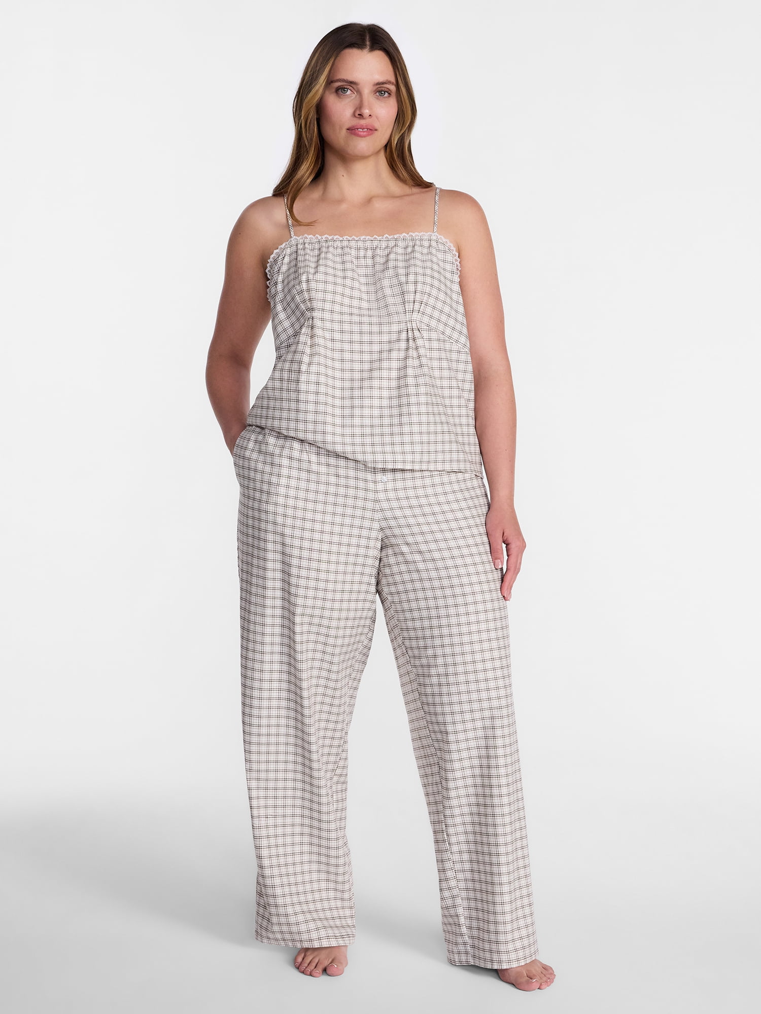 Joyspun Women's Poplin Pajama Pants, 31'' Inseam, Sizes XS-3X