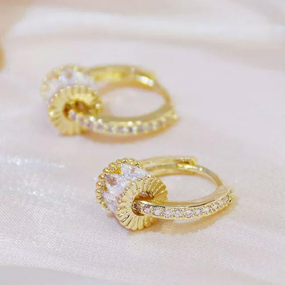 EOEMY Women 18K Yellow Gold Plated Drop Earring Unique Cubic Zircon Wedding Jewelry