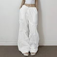 thumbnail image 3 of Pantalon Décontracté Multi-Poches pour Femmes Taille Basse Droit Tissé, 3 of 6