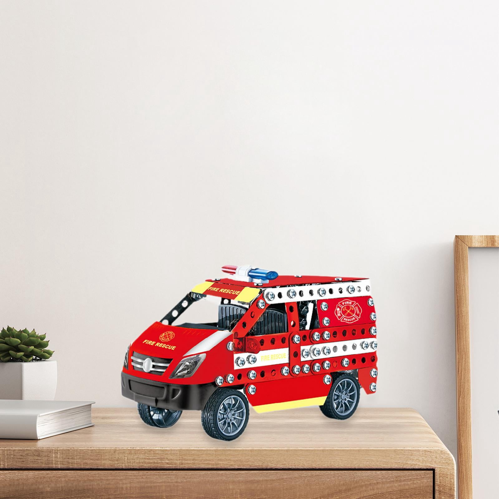 LeeQinersw Model Car Kits Set Car Building Kits Assembly Metal Educational Toy Vehicles Toy Fire truck