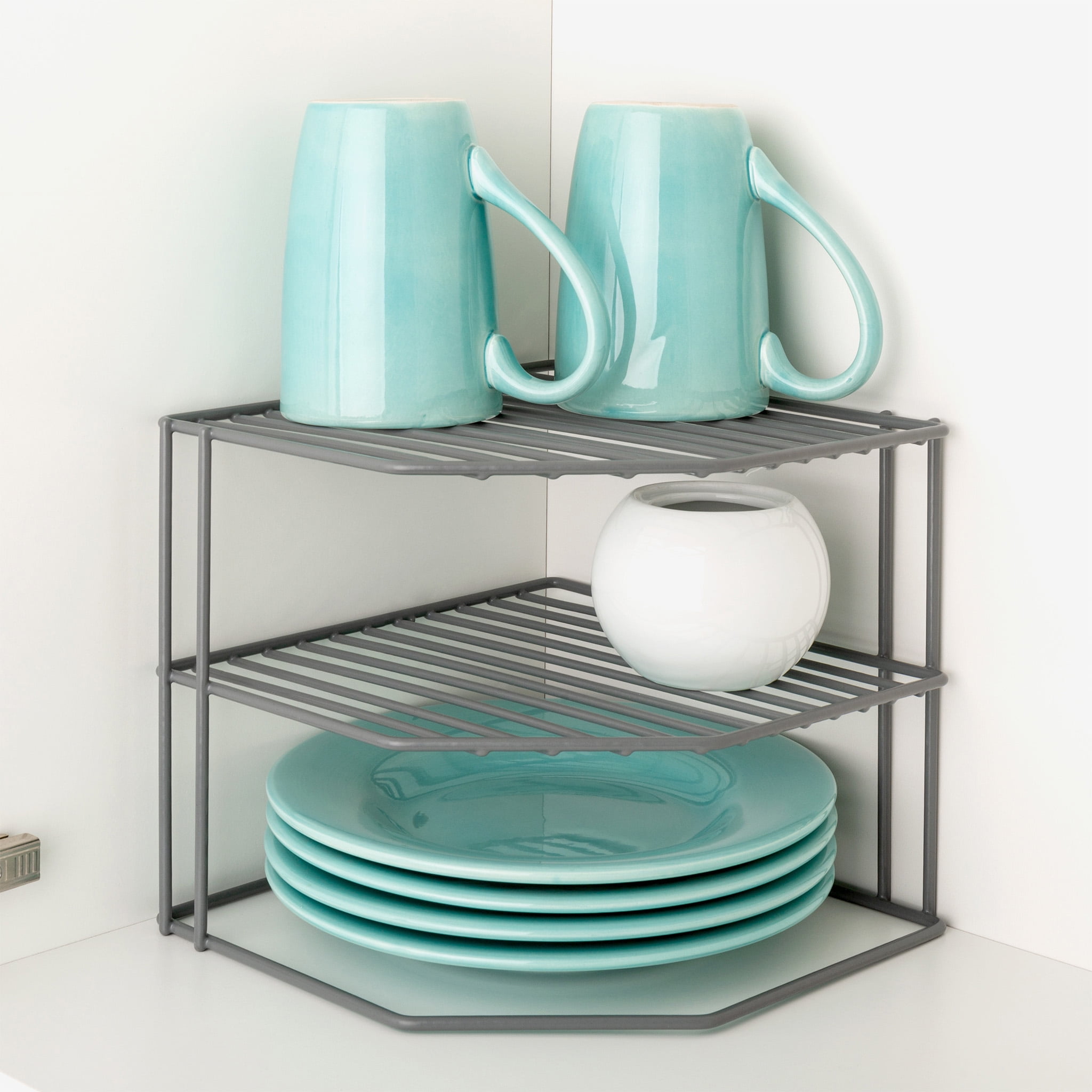 Smart Design 3-Tier Kitchen Corner Shelf Rack - 9 x 8 inch - White
