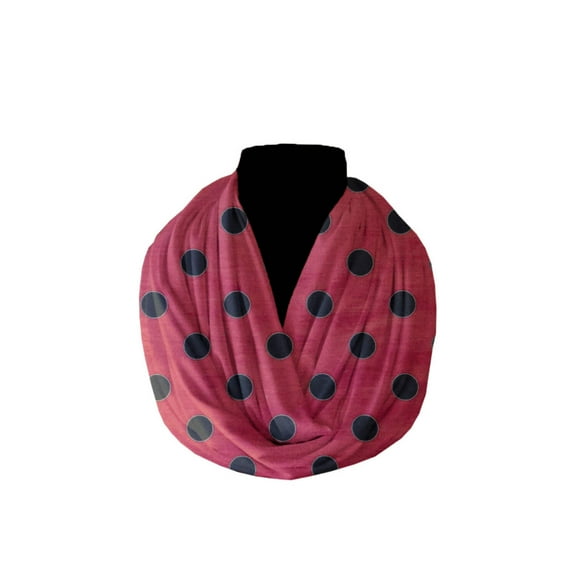 Cotton Blend Infinity Scarf Polka Dots Print