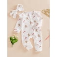 thumbnail image 5 of Baby Todlder Girls Christmas Jumpsuit 0 3 6 12 Motnhs Long Sleeve O Neck Gingerbread Print Ruffle Trim Romper with Headband, 5 of 9