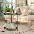 thumbnail image 2 of 2 Tier Green Side Table, Folding Round Metal End Table Small Nightstand Accent Table with Two Removable Tray for Bedroom Living Room Bedside Small Spaces Dark Green, 2 of 21