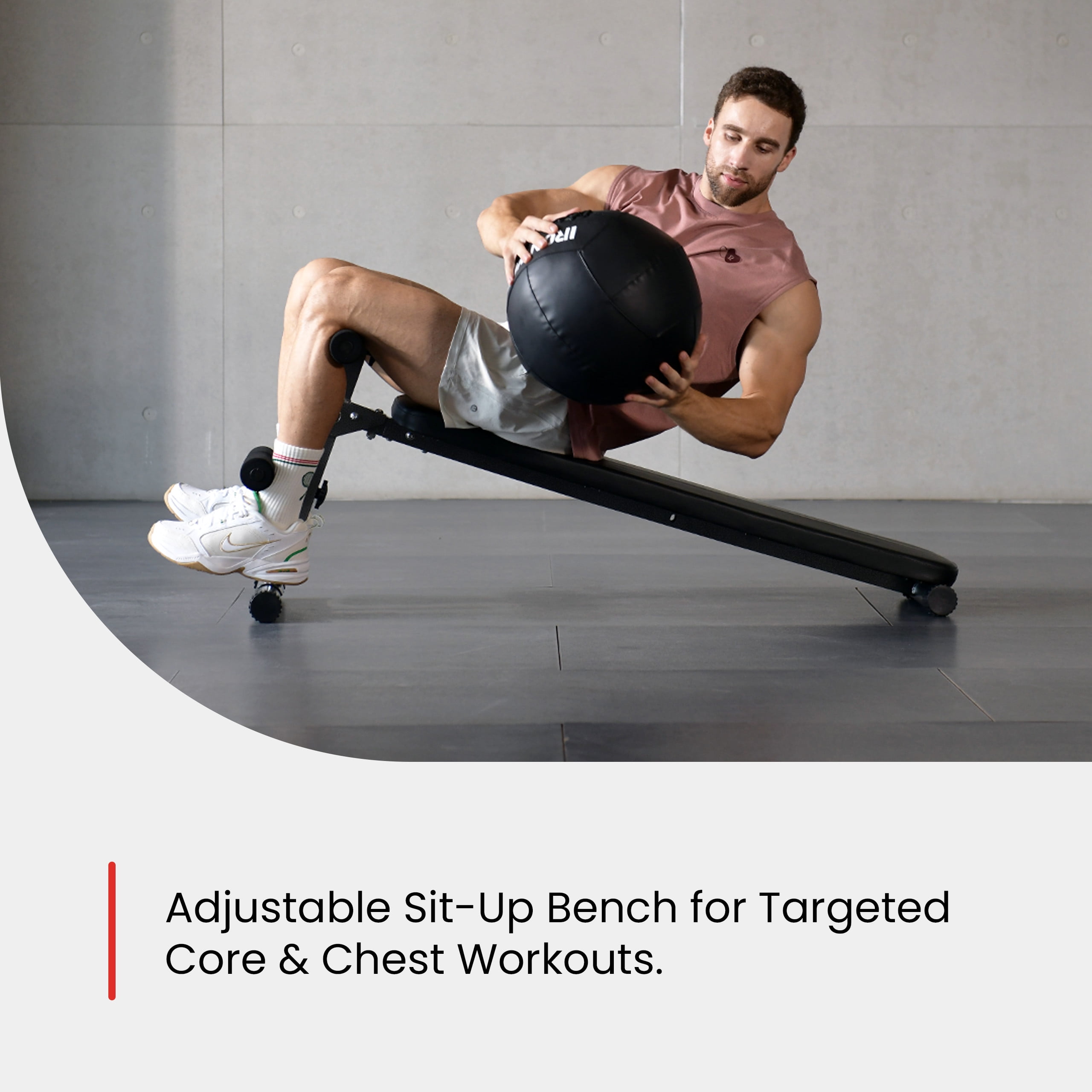 Finer Form Gym-Quality Adjustable Sit Up Ab Bench & Decline Weight Bench for Home Gym Strength Training. Supports 660lbs.