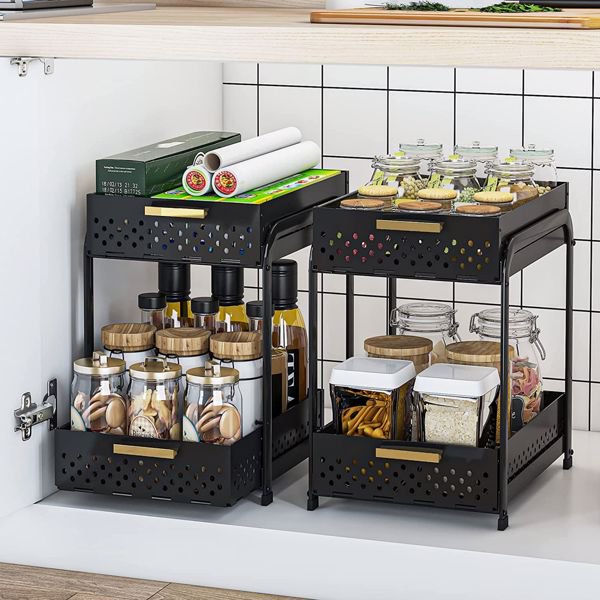 CACAGOO Under Sink Organizers and Storage, 2-Tier Sliding Cabinet