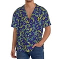 thumbnail image 3 of Xecao offers the Uncaria Flower for Men's Casual Short-sleeved Shirt, a button-up collared shirt with a pocket, perfect for beach vacations and yacht travel in the X-Large size., 3 of 7