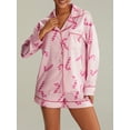 thumbnail image 6 of Rdhnmea Women's 2 Piece Christmas Pajama Set Dessert Print Long Sleeves Shirt + Elastic Shorts Xmas Pjs Jammies Loungewear Soft Sleepwear, 6 of 8