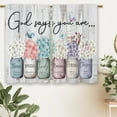 thumbnail image 6 of Farmhouse Wooden Sunflower Barn Kitchen Curtains Country Flower Wood Small Short Cafe Window Curtains Rustic Floral Western Bathroom Drapes Treatment Tier Curtains 2 Panels (27.5x39 Inch), 6 of 6