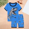 thumbnail image 2 of NOLDARES Infant Baby Boys Shorts Sets Clothes 2pcs Summer Outfit Vibrant Graphic Short Sleeve Tee Shirt Comfy Shorts Pockets(Sky Blue,140), 2 of 9