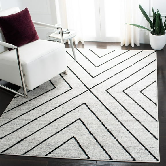 SAFAVIEH Adirondack Evonne Geometric Area Rug, Ivory/Grey, 5'1" x 7'6"