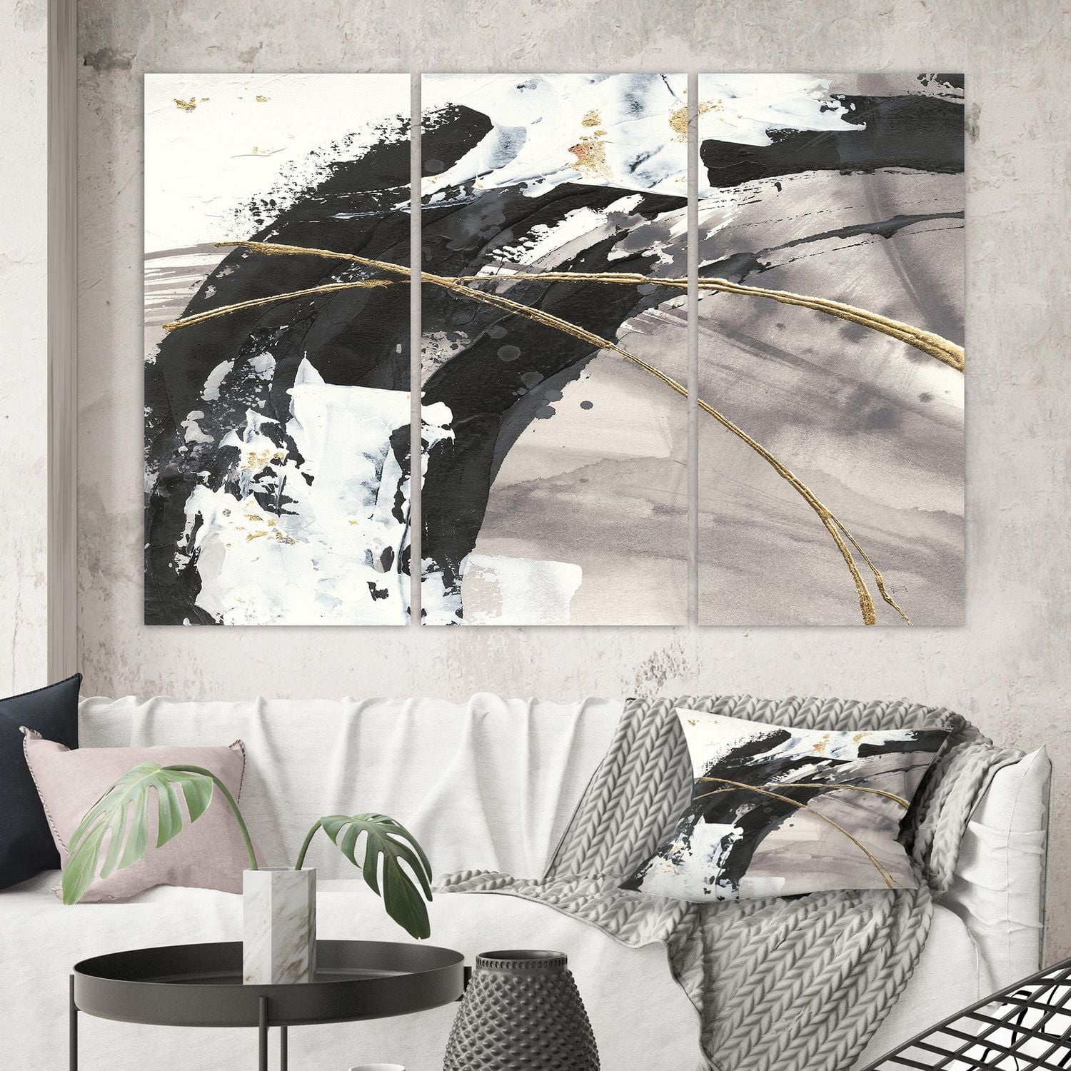 Designart Glam Painted Arcs I Canvas Wall Art
