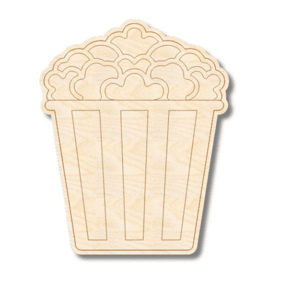 Unfinished Wood Etched Popcorn Shape 6" / 1/8"